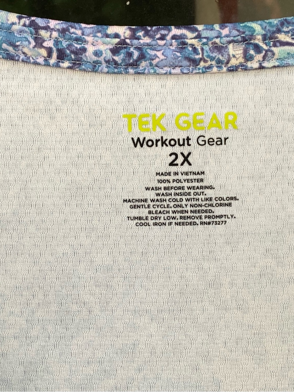 New Tek Gear Kohl’s  Blue Multi-Pattern Racerback Tank Top 2X - Picture 2 of 2